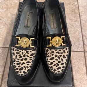 Vintage Stacy Adams Men's Loafers Animal Print/Gold/Black Size 8M Leather Upper